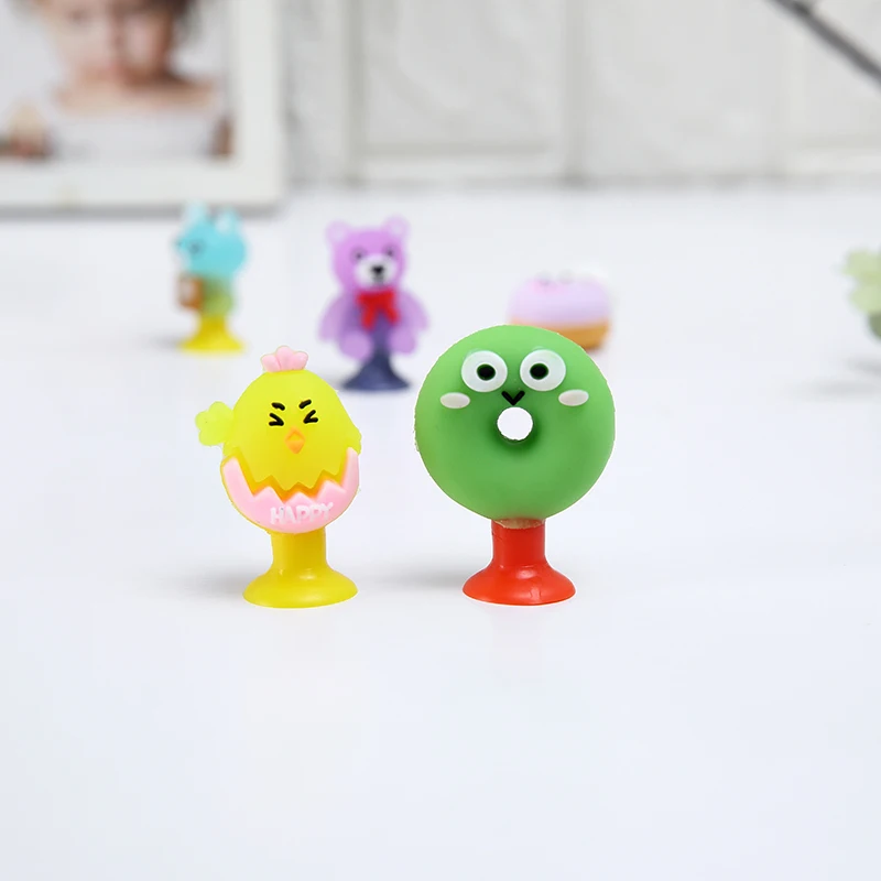 10pcs/lot Cartoon Cute Animals Candy Colors Chick Bear Rabbit Donuts Mini Sucker Cup Funny Creative Toy Kids Pencil Topper Decor