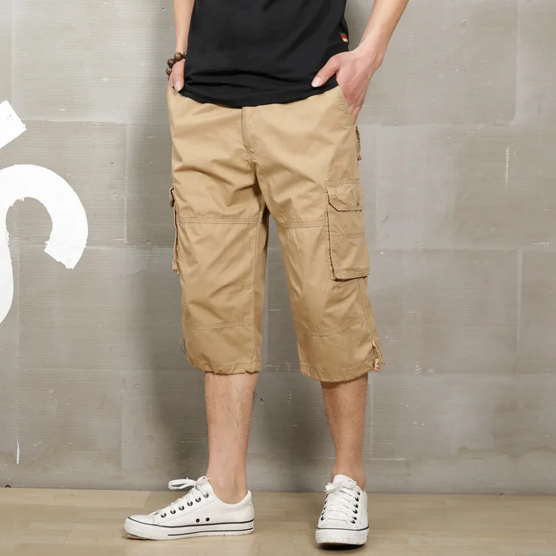 

Summer 2019 Casual Shorts Regular Solid Pockets Khaki Black Cotton Shorts Men Cargo Shorts Men Military Style Army Men's Shorts