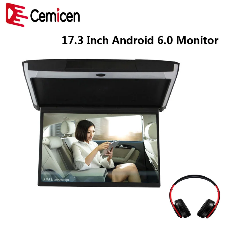 Cemicen автомобильный монитор 17 3 дюйма Android 6 0 потолочное крепление 1080P видео IPS экран