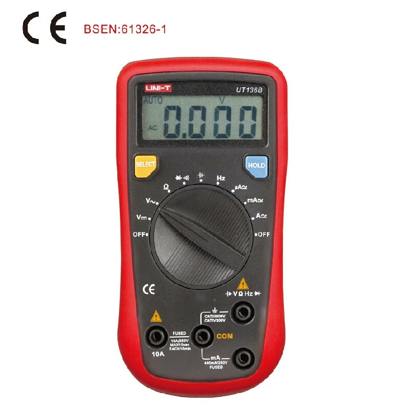 UNI T UT136B Digital Multimeter DMM AC DC V A R C F + 100uF Capacitance Frequency Auto Range