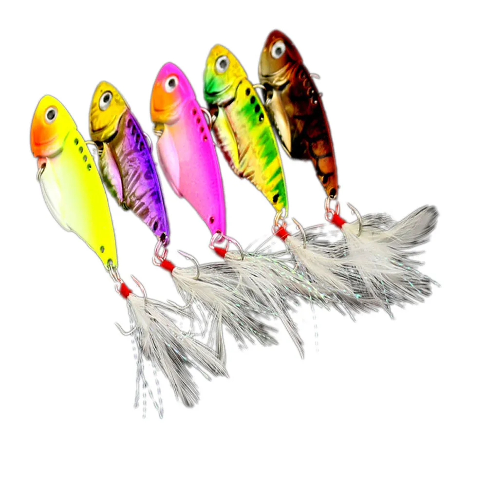 5pcs VIB Spoon Blade Metal Fishing Lure Bream Bass Flathead 5.5cm 12g