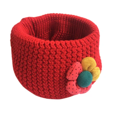 Элегантный зимний детский шарф с цветочным узором; модный детский шарф с кольцом для маленьких мальчиков и девочек; вязаная манишка; Dec 14 - Цвет: Красный