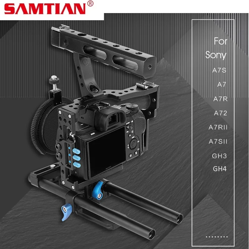 

SAMTIAN Micro Single Photographic Camera Rabbit Cage Rod Video Cage Kit For Sony A7SII A7R A7S A7 A7RII Fuselage Protection Kit