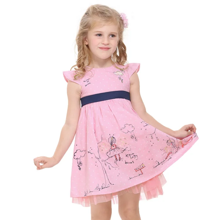 Kid dresses cho trẻ em gái 2-6 năm 2017 mùa hè màu hồng trẻ em mặc, vestidos infantis de sinh nhật dresses cho bé gái quần áo