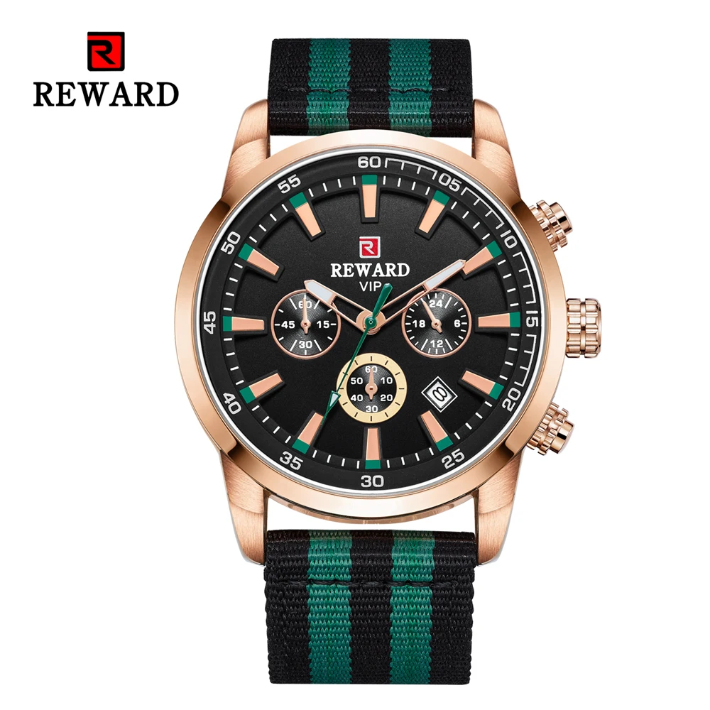 Luminous Hands Chronogragh Watch For Men Top Luxury Brand REWARD Men's