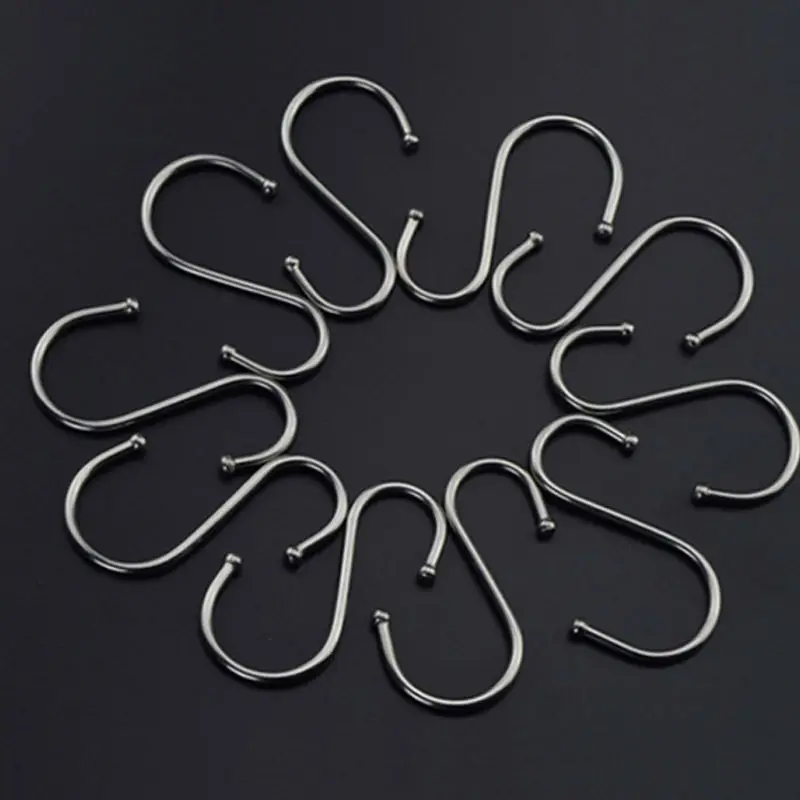 10pcst Large Size Steel S Shape Hook & Rails Practical Kitchen Bathroom