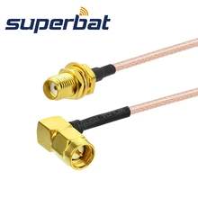 Superbat RF коаксиальный кабель SMA женский разъем переборка к SMA штекер правый угол RG316 15 см косичка УДЛИНИТЕЛЬ шнур
