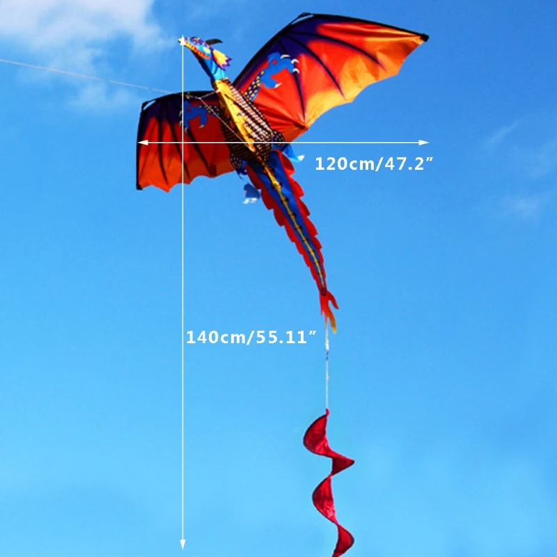 3D Дракон воздушный змей с хвостом воздушные змеи для взрослых Летающий наружный 100 м воздушный змей