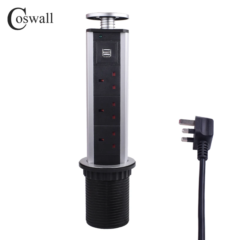 COSWALL 13A PULL POP UP 3 Power UK Socket 2 USB Charging Port Kitchen Table Desktop Sockets Retractable Countertops Worktop COSWALL 13A PULL POP UP 3 Power UK Socket 2 USB Charging Port Kitchen Table Desktop Sockets Retractable Countertops Worktop