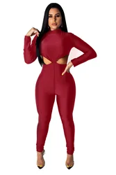 Sexy Hollow Out Bodycon Female Jumpsuit Casual O Neck Long Sleeve Skinny Long Pants Rompers Women Night Club Overalls For Women Sexy Hollow Out Bodycon Female Jumpsuit Casual O Neck Long Sleeve Skinny Long Pants Rompers Women Night Club Overalls For Women