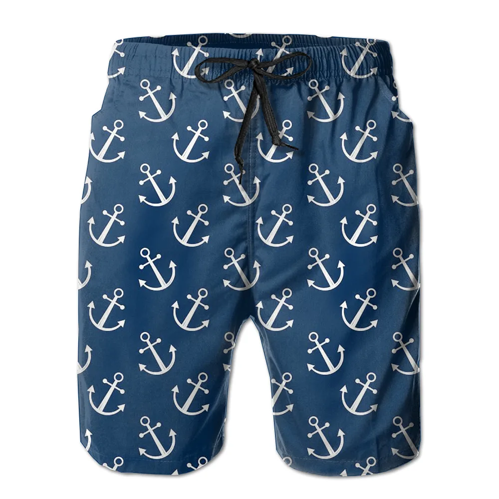 TALISMANO Fashion Summer Mens Boardshort Blue Anchor Printed Elastic