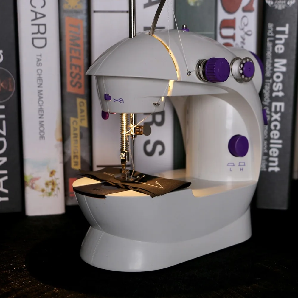 

EU/US PLUG Mini Sewing Machine Household Foot Pedal Knitting Sewing Machine Jean Speed Adjustment With Light Double Threads