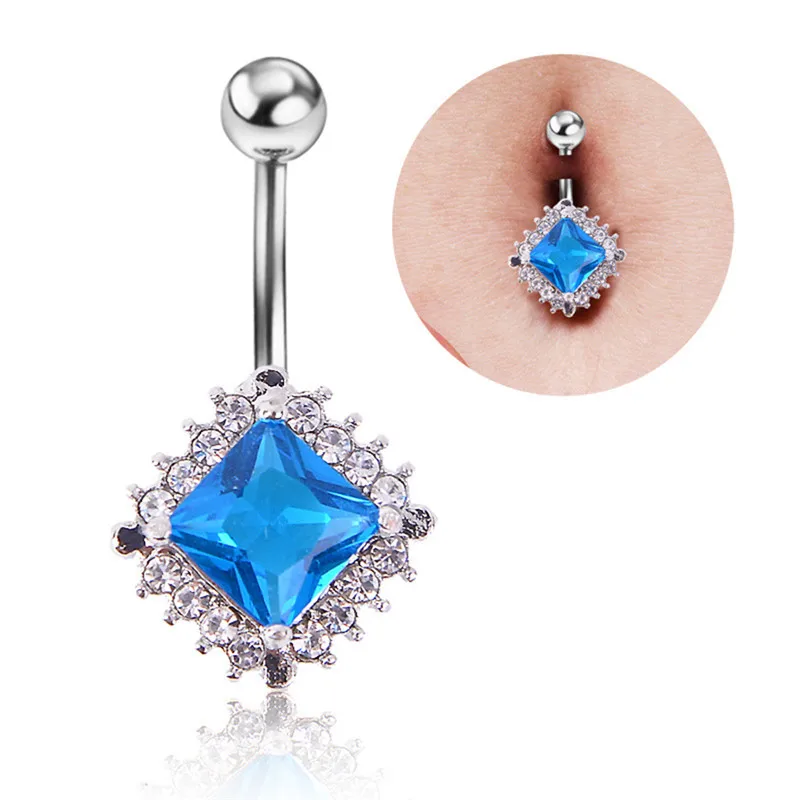 1PC Crystal Stone Belly Button Rings Women Fashion Chic Surgical Steel Belly Bars Belly Rings Sexy Navel Piercing Jewelry Hot