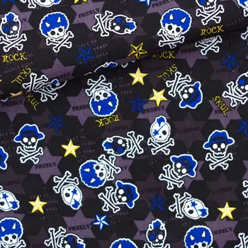 

140cmx100cm Cotton Woven Fabric - Skull Rock and star(353)
