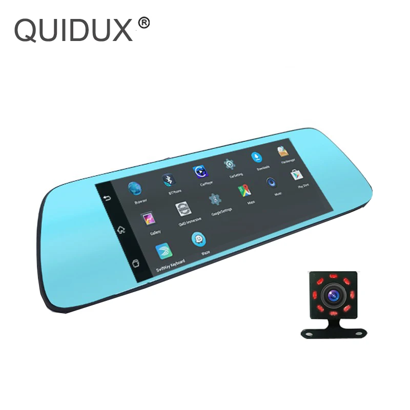 QUIDUX Android 1" Автомобильный видеорегистратор Сенсорное потоковое видео камера заднего вида регистратор зеркало gps Bluetooth wifi ADAS Dash Cam авто камера