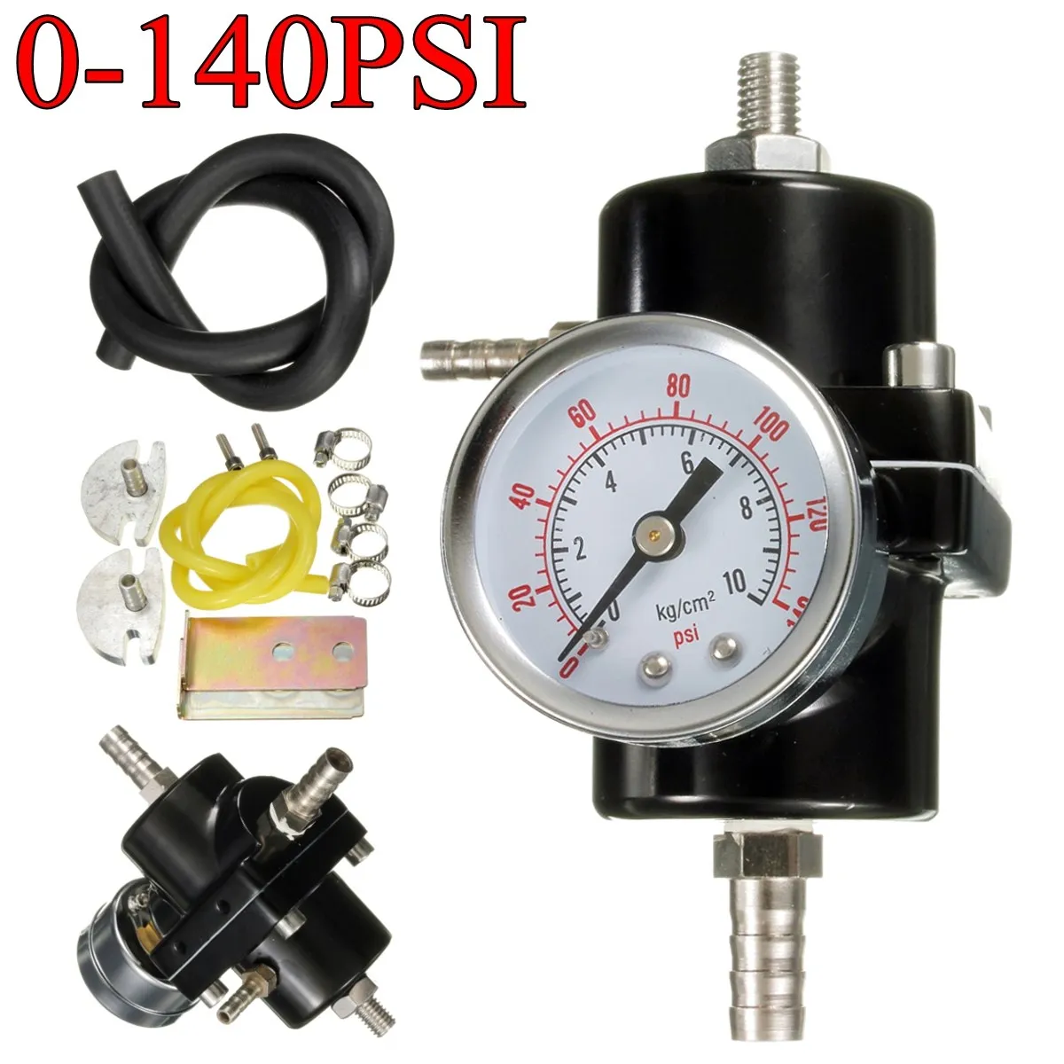 

One set Adjustable Car Universal Fuel Pressure Regulator With Gauge Gauges 0-140 PSI