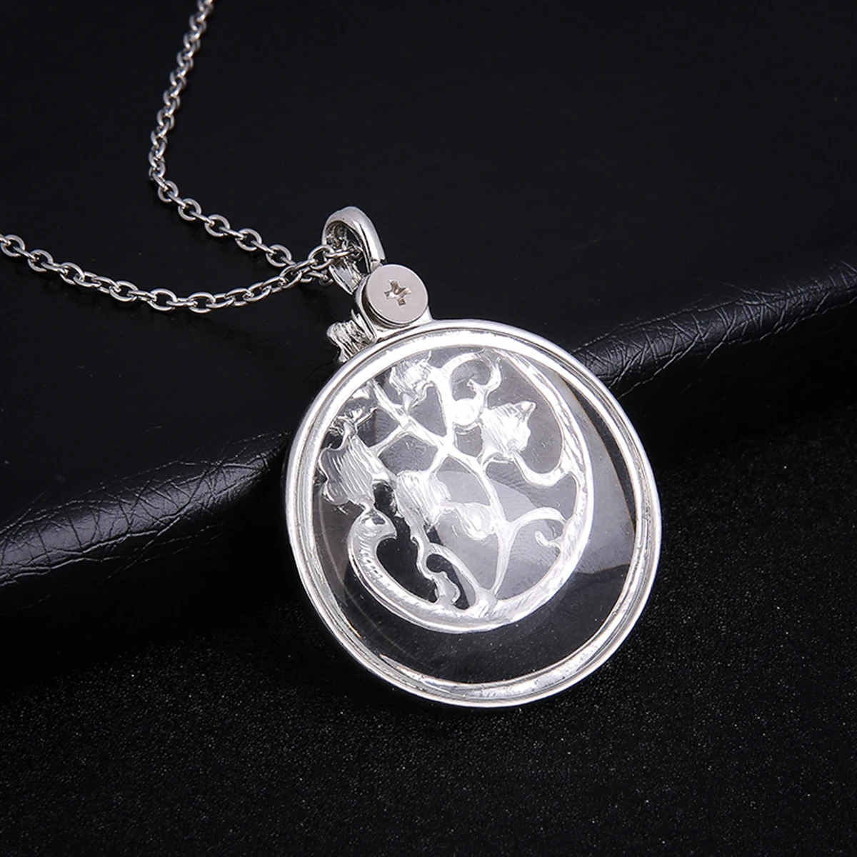 Retro Antique Statement Necklace Shellhard Crystal Cat Magnifying Glass Pendant Long Chain Necklace Fashion Jewelry For Women