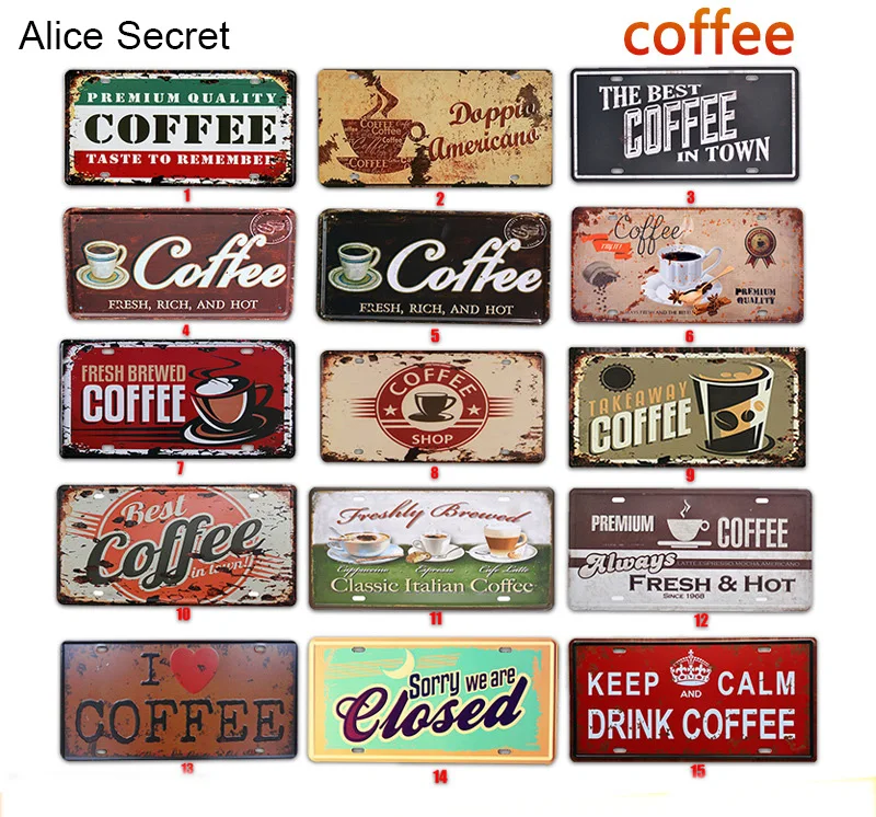 Hot Coffee Metal Plates Metal tin sign Home Wall art craft metal art