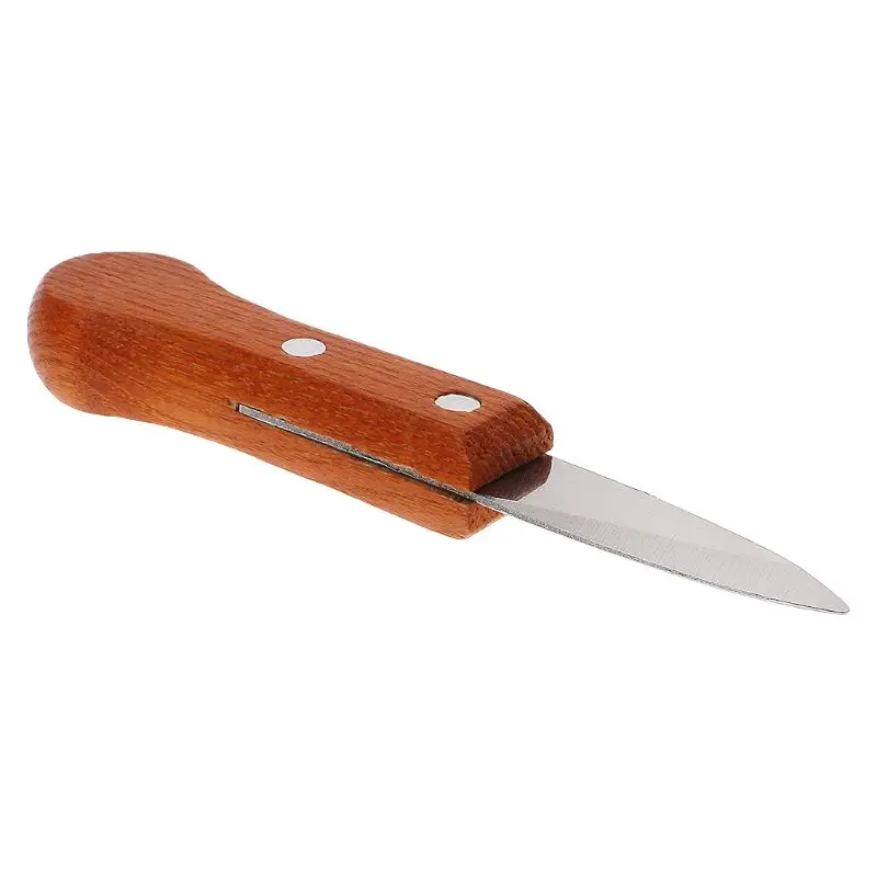 

Utility Wooden Handle Oyster Knife Sharp-edged Shucker Shell Seafood Opener Tool