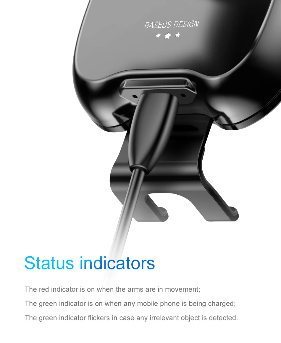 Baseus Автомобильный держатель для телефона для iPhone samsung интеллектуальное инфракрасное Qi автомобильное беспроводное зарядное устройство Держатель для мобильного телефона