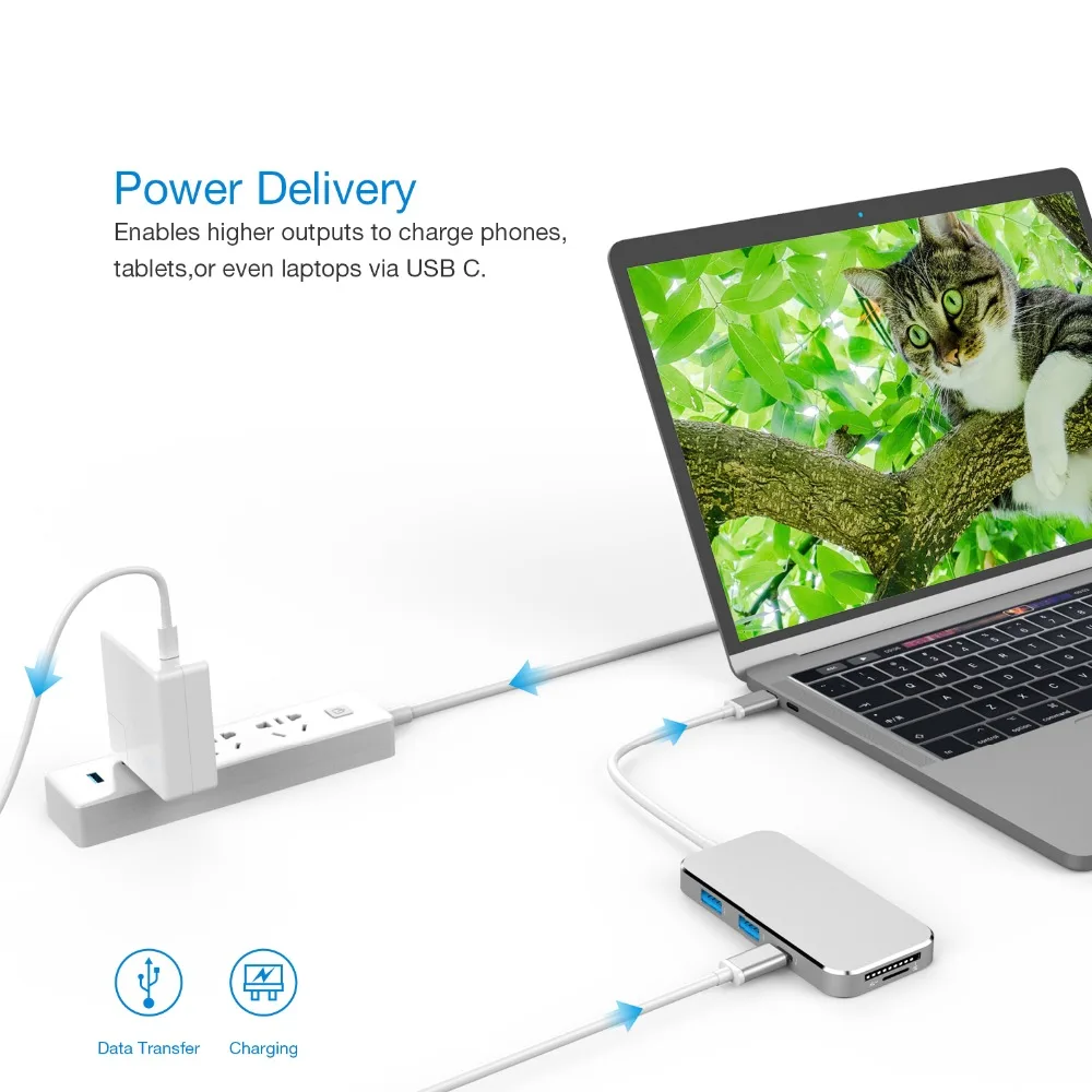 Док станция YUNCLOUD для ноутбука USB C 3 1 к 0 4K HDMI 5 мм аудио SD/TF кардридер PD Зарядка Macbook
