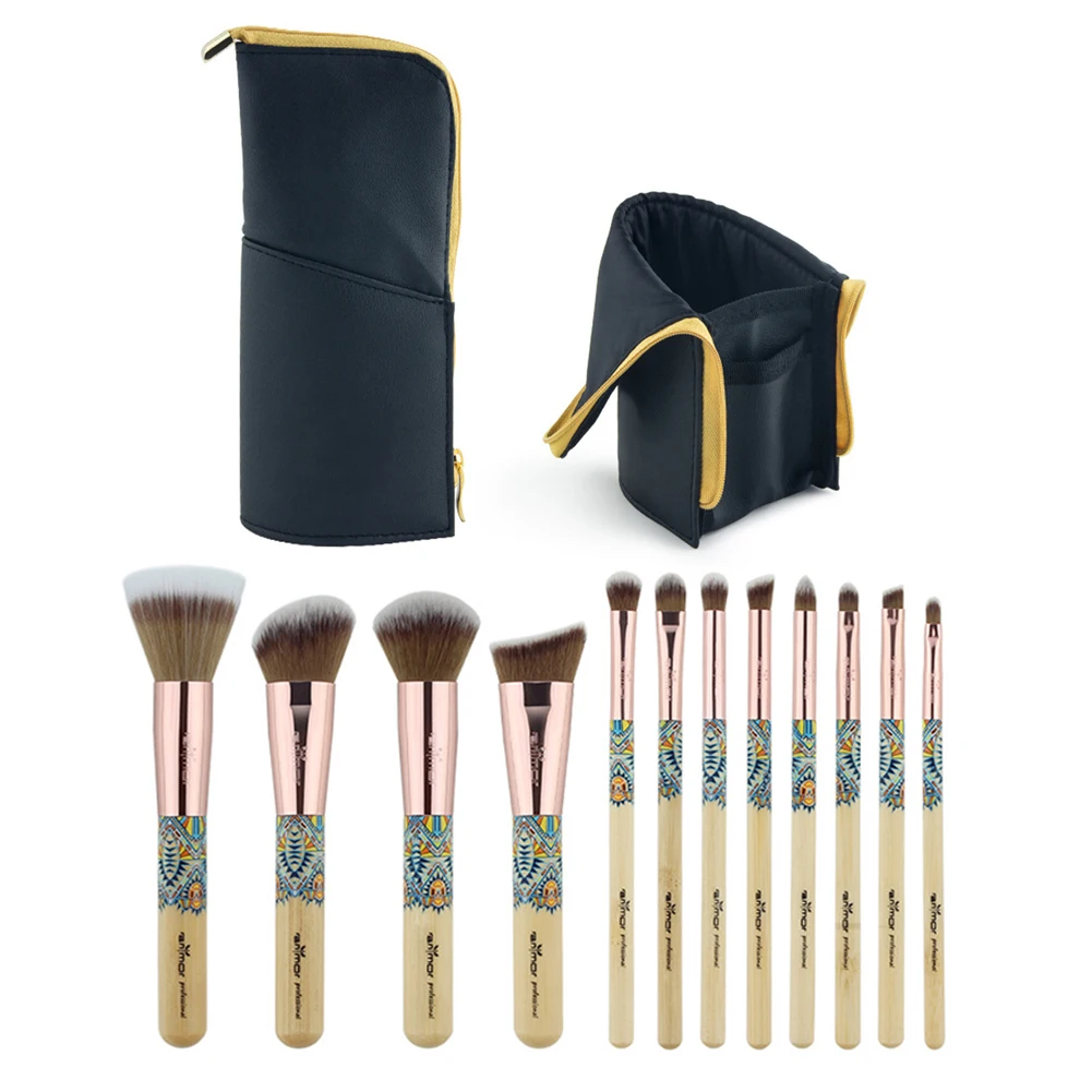 Buy Aluminum Tube Bamboo Handle Makeup Brush Powder