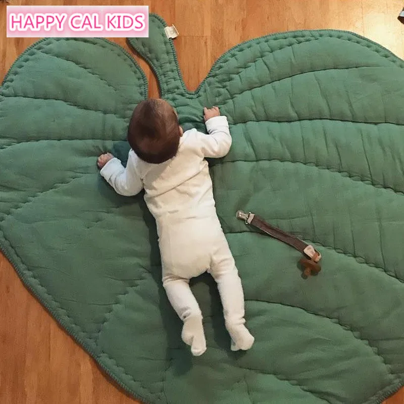 Розовый зеленый серый листья хлопок коврик для ползания Одеяло детский игровой коврик для детей Детская комната украшение для ребенка подарок