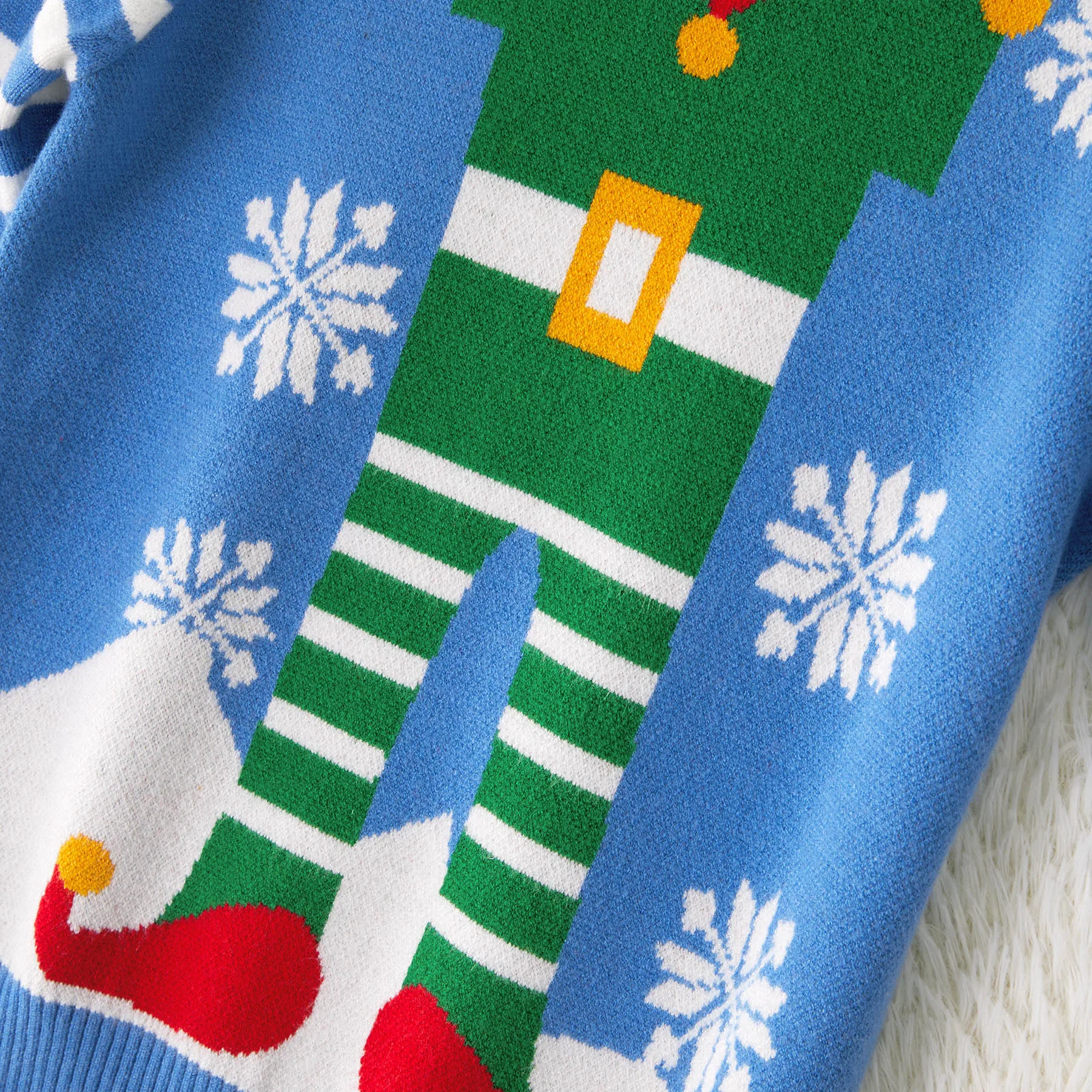Рождественский семейный хлопковый свитер с эльфом Осенняя повседневная одежда с круглым вырезом и длинными рукавами для родителей и детей