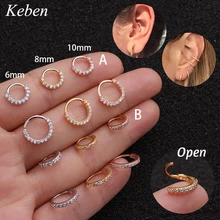1PC 6-10mm Cz Nose piercing Hoop Nostril Ring Flower Helix Cartilage Tragus Earring Cz Cartilage Huggie Hoop Earring Jewelry