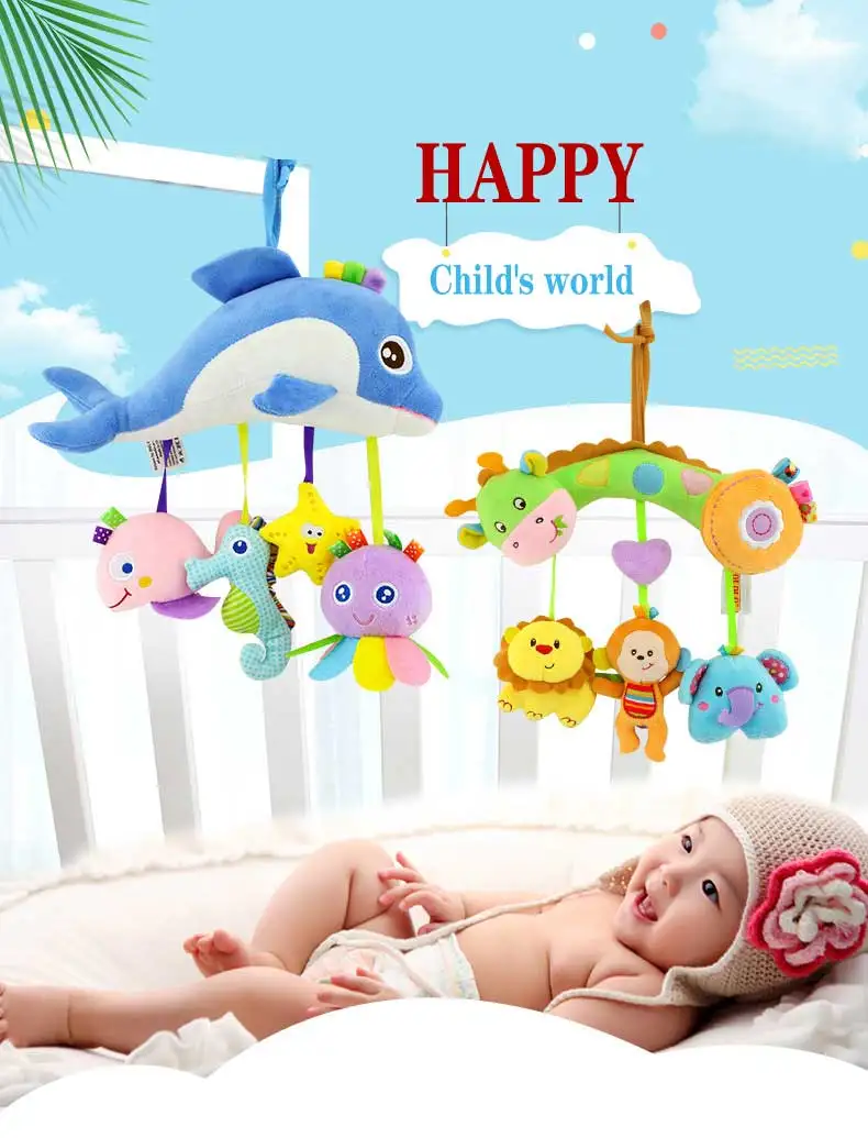 Игрушки для новорожденных мягкий милый плюшевый дети мультфильм животное для ребенка погремушка Мобильная коляска подвесная детская кроватка развивающие игрушки жираф