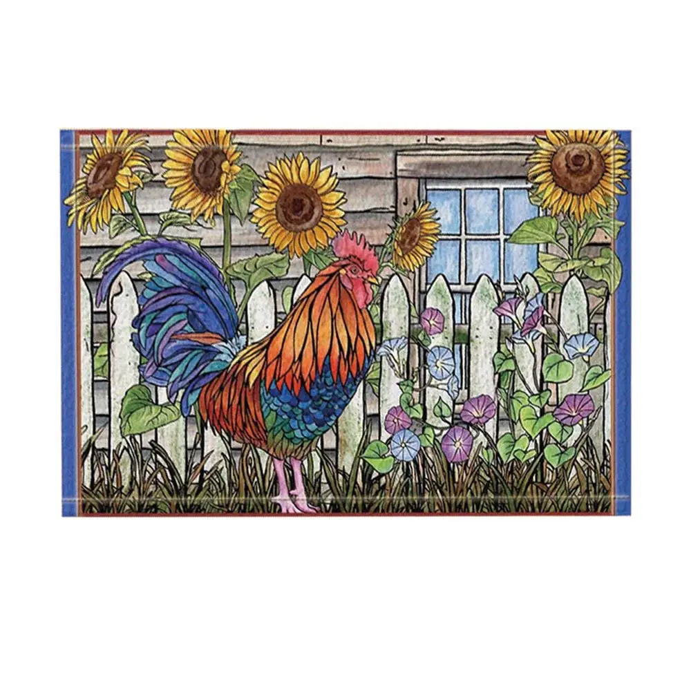 

Carpet Kitchen Mats For Floor Mat Village Farm Chicken and Sunflowers Bath Rugs Doormat Indoor Front Door Mat