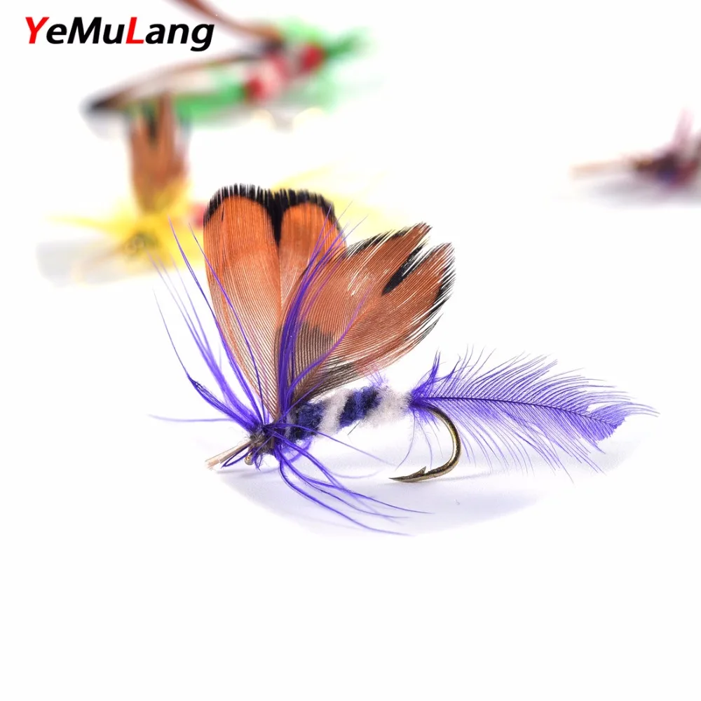 YeMuLang 12piece Artificial Fly Tying Material Fly Fishing Lure Dry/Wet