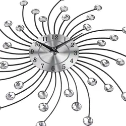 Большие роскошные серебряные настенные часы металлические художественные декоративные алмазные большие настенные часы серебряные