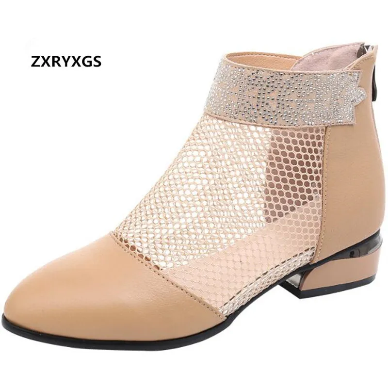 

HOT Pointed Rhinestone Women Summer Boots Fashion Sandals 2023 New Breathable Meshcool