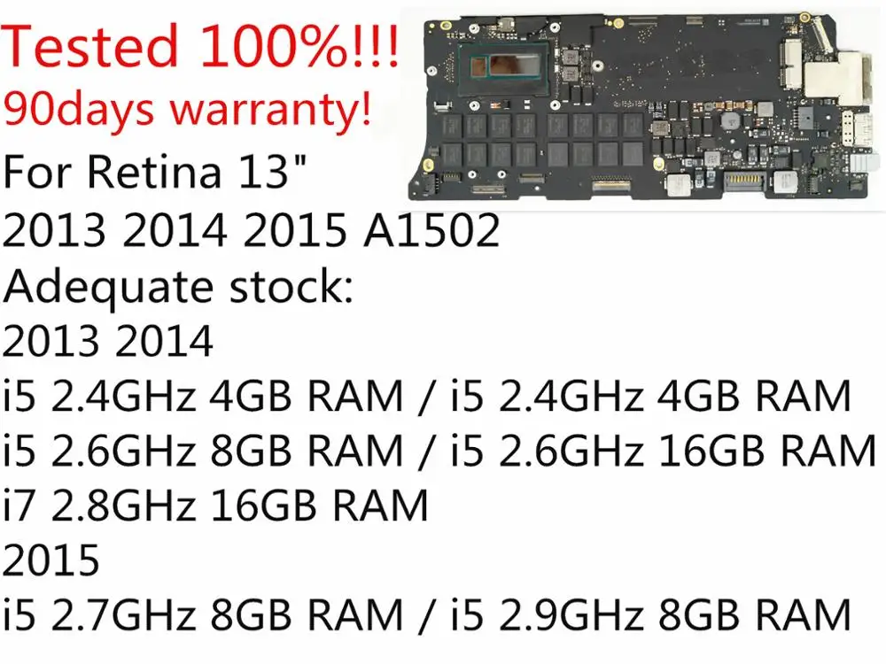 Original i5 2,6 GHz 8 GB i7 2,8 GHz 16 GB placa lógica para MacBook Pro Retina 13