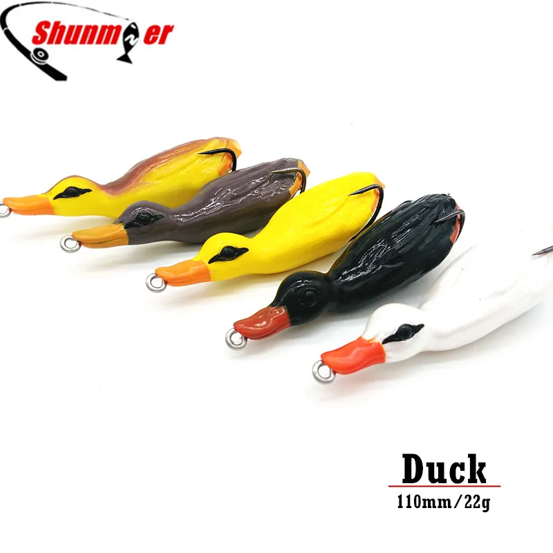 

SHUNMIER New 22g 11cm Multi 3D Eyes Topwater Duck With Treble hooks For Snakehead Fishing Lure Soft Lures Baits