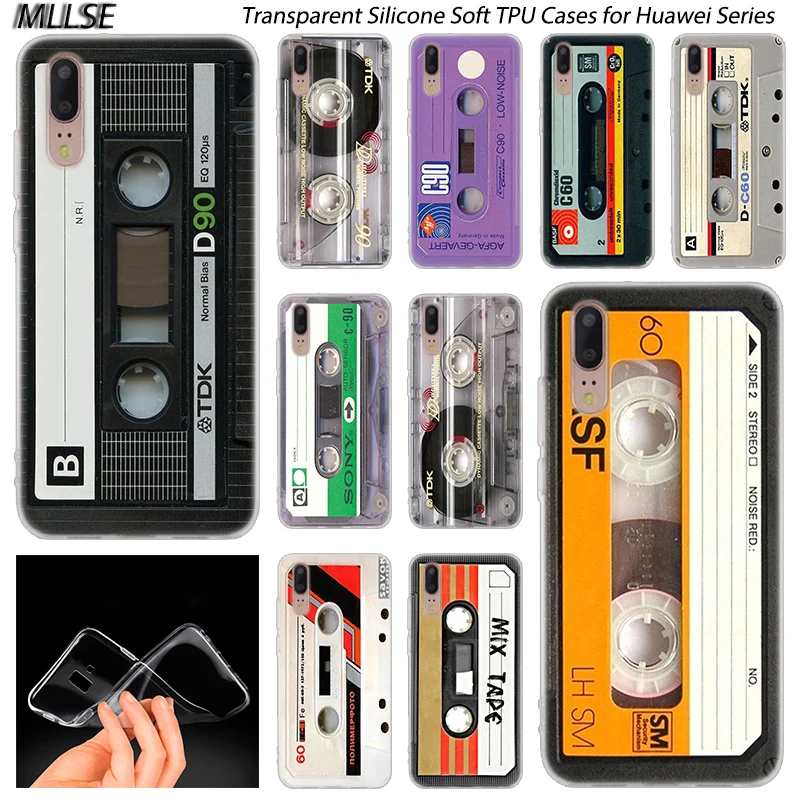 

Hot Classical Old Cassette Silicone Case for Huawei P30 P20 P10 P9 P8 Lite 2017 P30 P20 Pro Mini P Smart 2019 Plus Fashion Cover