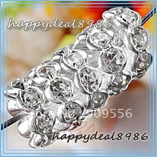 

P01-4,wholesale! Free shipping! 4mm Silver plated rondelle Wave edge rhinestone crystal spacer beads,Grade A,100pcs/lot