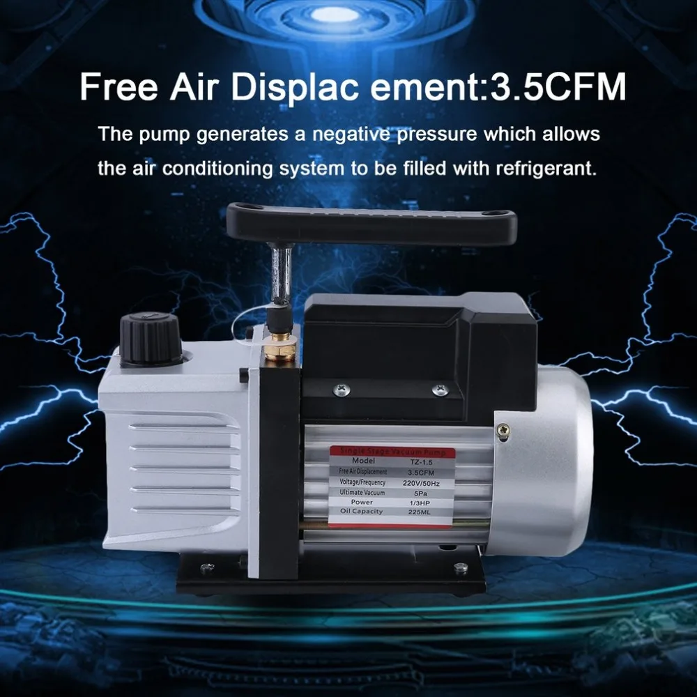 

(Ship From DE)3.5CFM 1/3HP High Power Single Stage 5 Pa Vacuum Pump For Refrigeration Air Conditioning Systems EU Plug