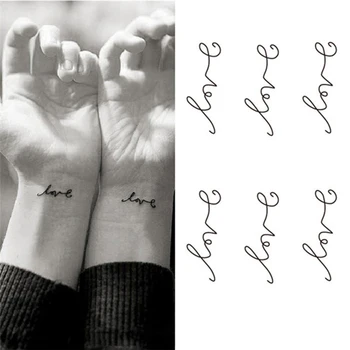 

Removable Fashion Flash Tattoo Love Letters Pattern Waterproof Tattoo Love Temporary Tattoos Sticker Body Art