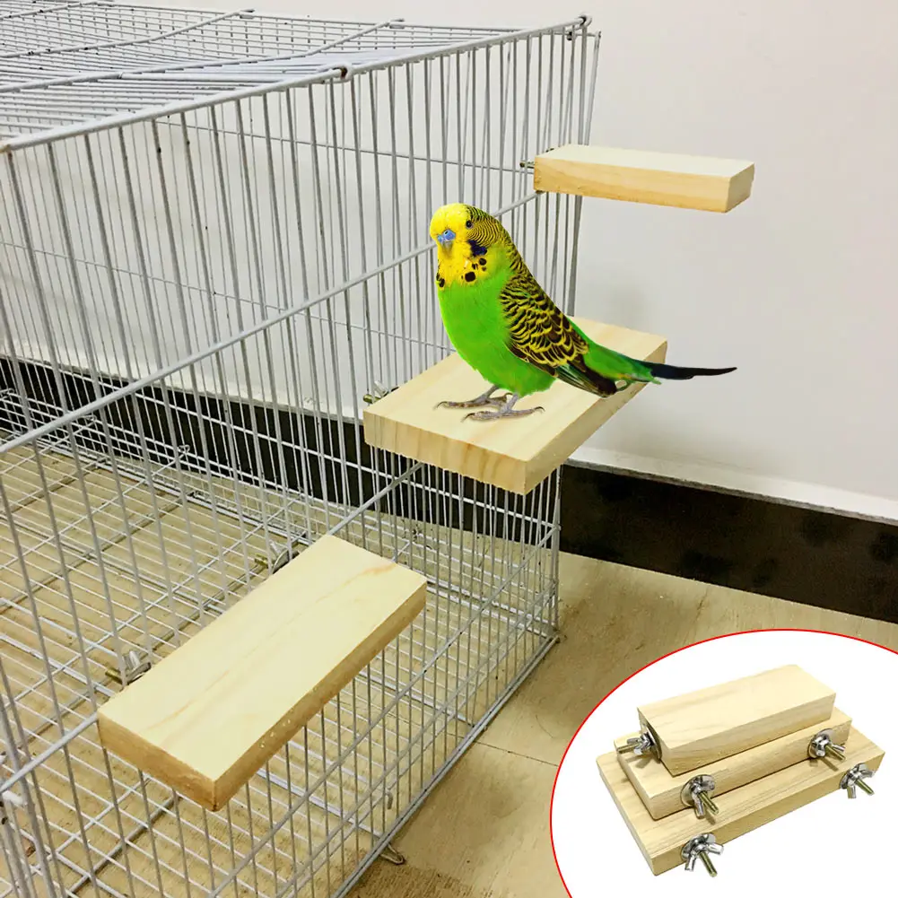 

Newly Wood Stand Platform Toy Paw Grinding Clean Cage Accessories For Parrot Hamster MK