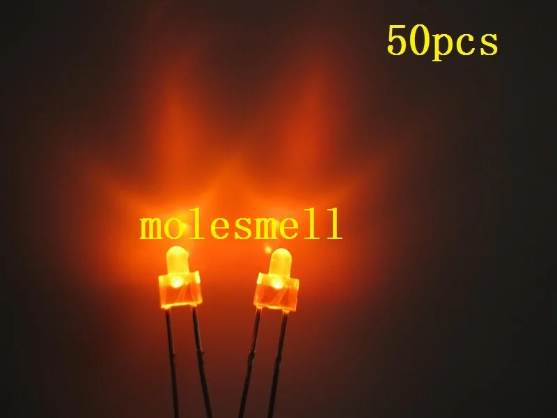 

50pcs New 2mm diffused orange Diffused LED Leds Light orange Lens 2mm wide/big angle led