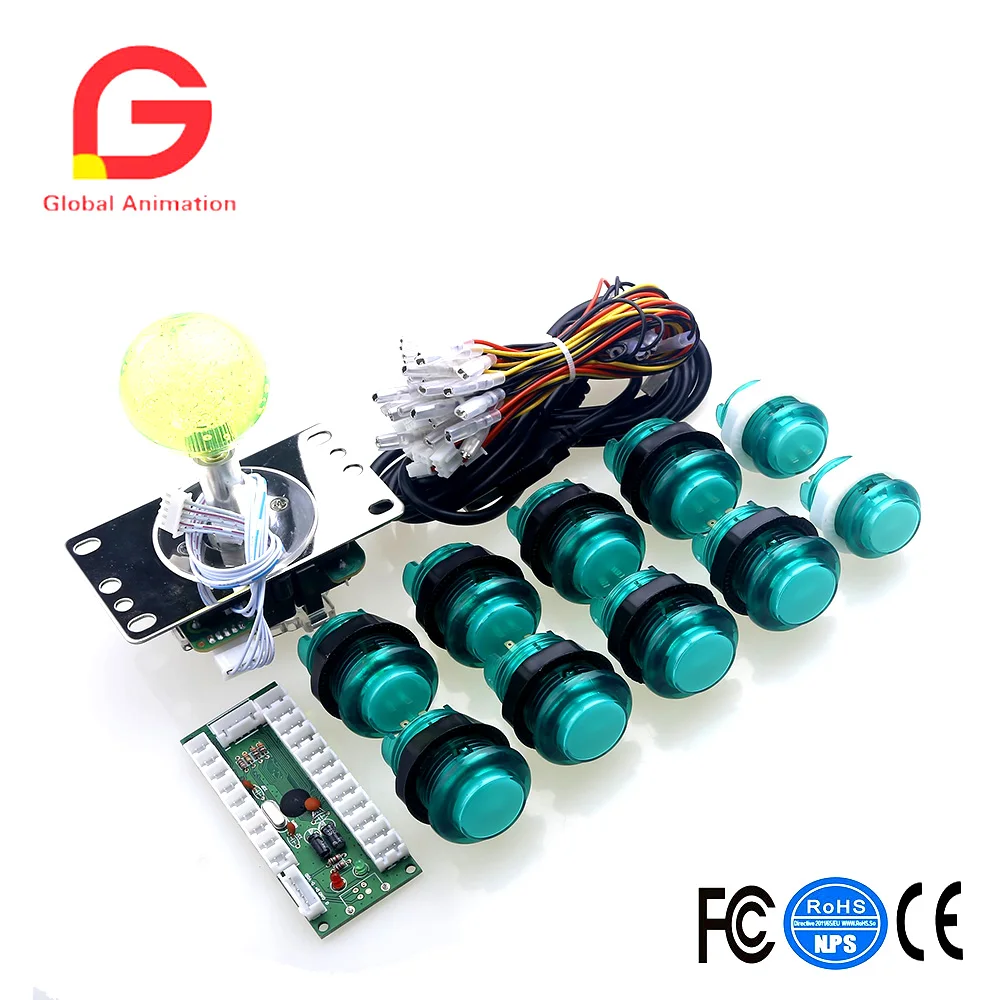

Arcade DIY Kit For PC Games USB Control Chip To LED Style Stick , LED Illuminated Select Push Button Interface Buttons Cables