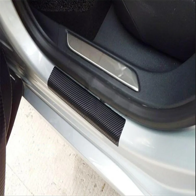 4PC Universal Car Door Scuff Sill Plates Step Protector Cover Carbon Sticker USA