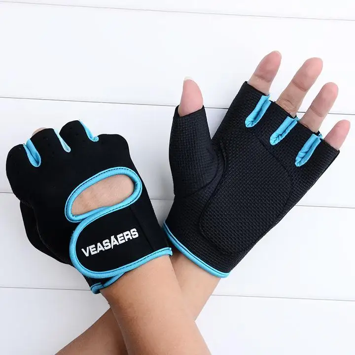 1 пара, мужские и женские перчатки для тяжелой атлетики с полупальцами, Перчатки для фитнеса, упражнений, тренировок, тренажерного зала, многофункциональные спортивные перчатки - Цвет: Blue