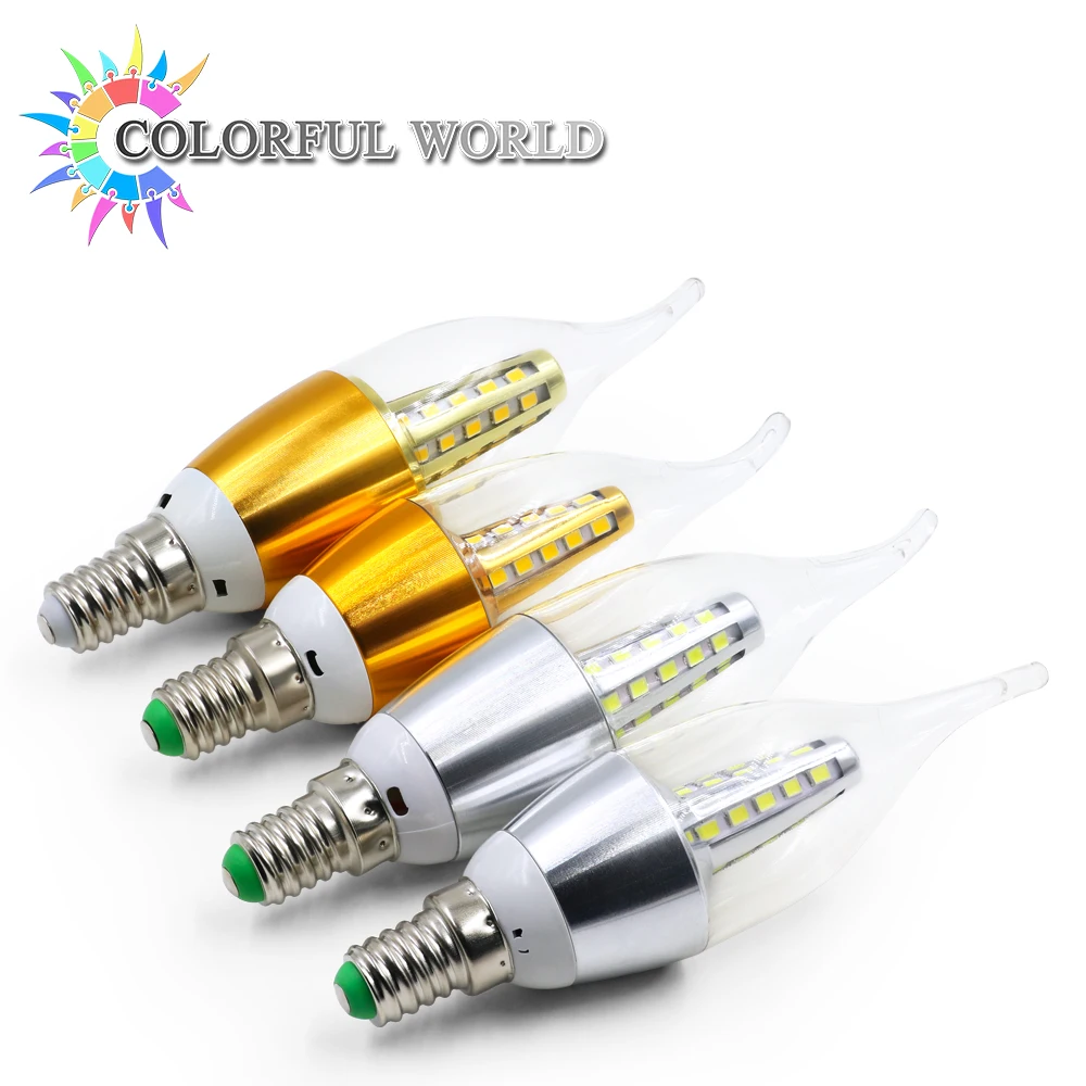 10PCS E14 LED Candle Bulb Golden Aluminum 5w 7w LED Light 220V Led Lamp