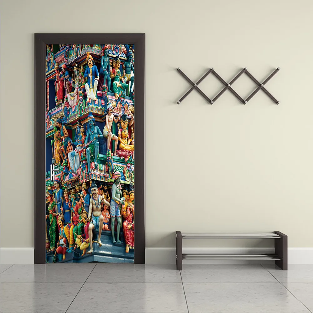 

Custom Sizes/77*200cm Holy Temple DIY Self Adhesive Door Stickers For Living Room Bedroom Home Decor Waterproof Poster Wallpaper