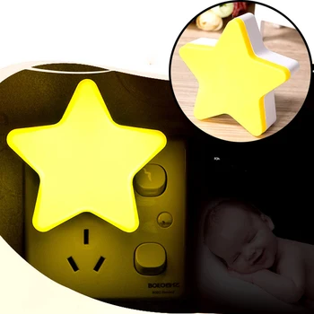 

0-12 Months Baby Toys EU Plug Star Light Sensor Control Mini Star LED Night Light For Dark Night Children Bedroom Bedside Lamp