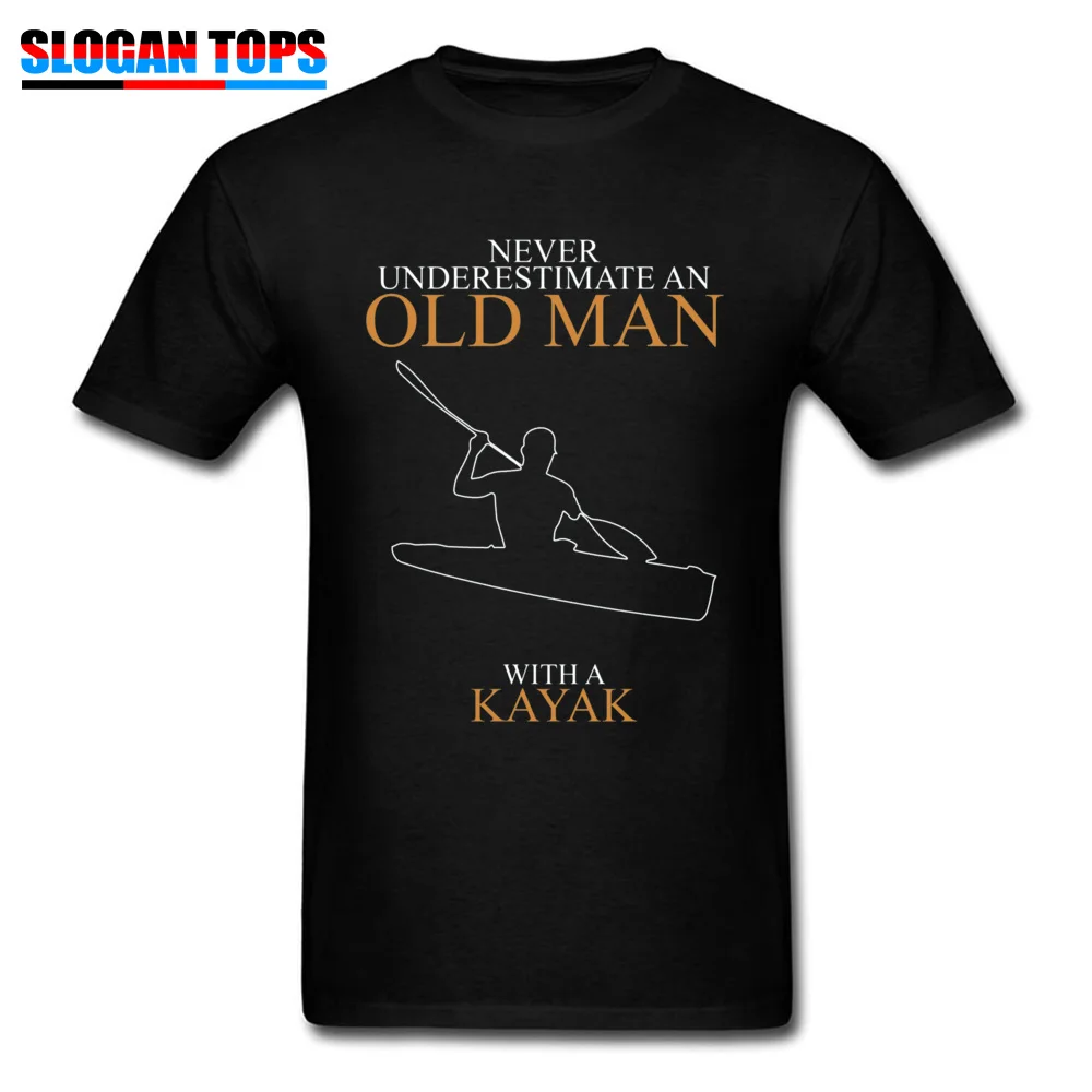 Custom T-shirts Graphic Crewneck Print All Cotton Mens Tops Shirt Casual Short Sleeve Tops Shirts Drop Shipping Never Underestimate An Old Man Kayak T shirts 21069 black