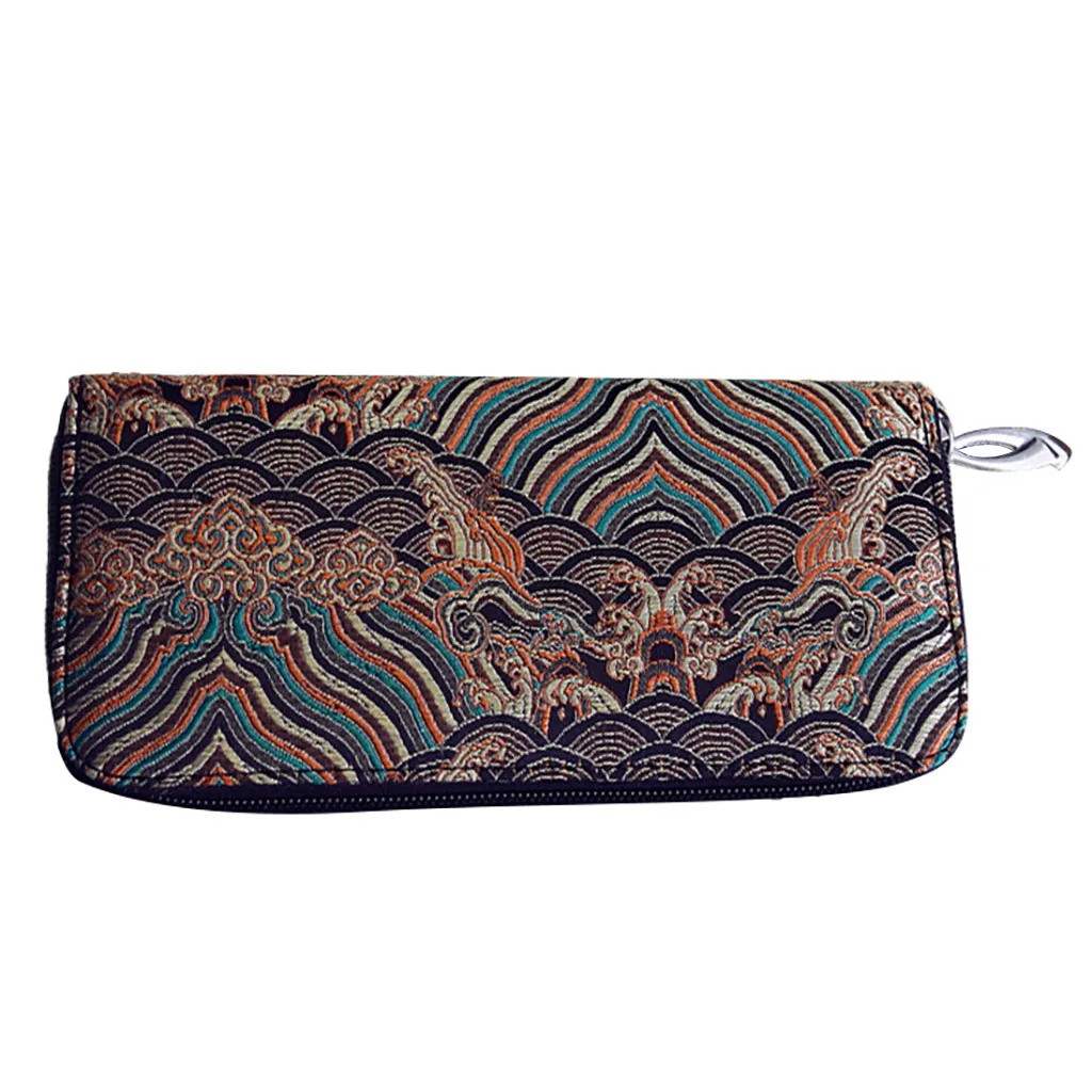 

Zipper Chinese Womens Wallet Retro Embroidered Long Clutch Wallet ID Card Holder Case Phone Purse Bag Zipper Wallet For Women //
